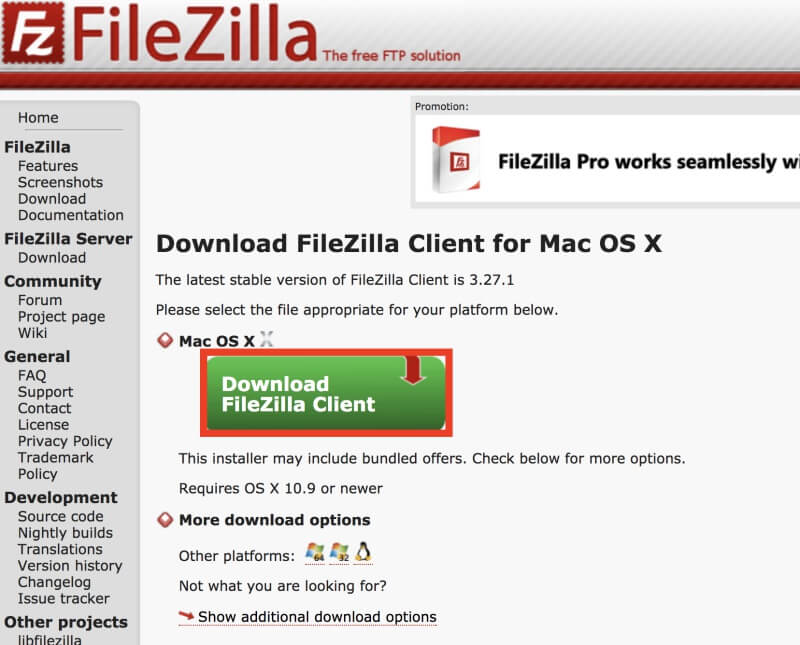 filezilla for mac osx