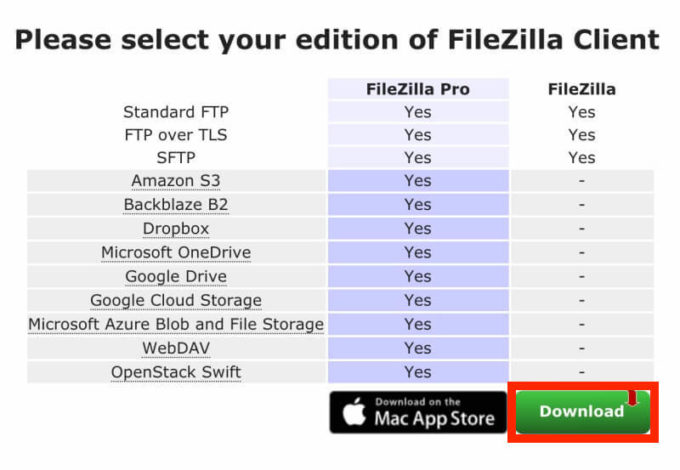filezillaのダウンロード方法